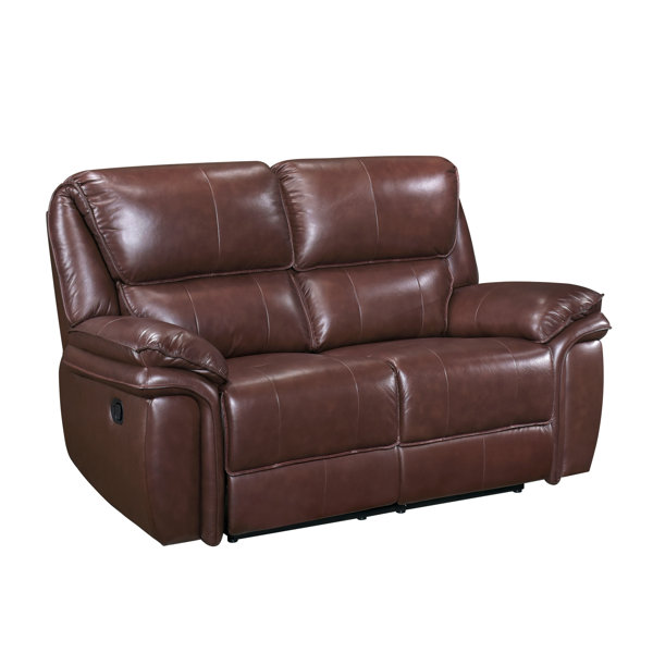 Red Barrel Studio® Novia 66'' Genuine Leather Pillow Top Arm Reclining